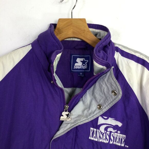 Starter Mens Kansas State Wildcats KSU Coat 90's Full Zip Vintage Purple Size M - Picture 2 of 16